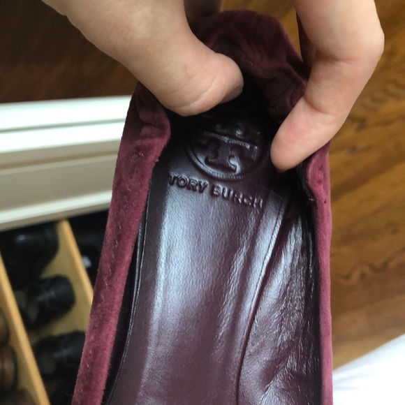 Tory Burch reva baller flats plum suede
